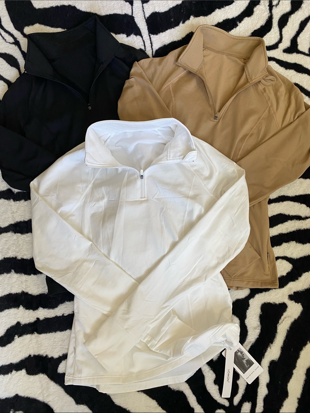 😍SET of 3 XS LOMON Women's Long Sleeve Athletic Quarter Zip Workout Shirts !